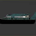 Teal Hovercraft With Black Air Cushion Cockpit And Reflective Surface Design