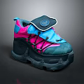 Stylish Blue Pink And Black Sneakers With Thick Sole And Lace Up Design