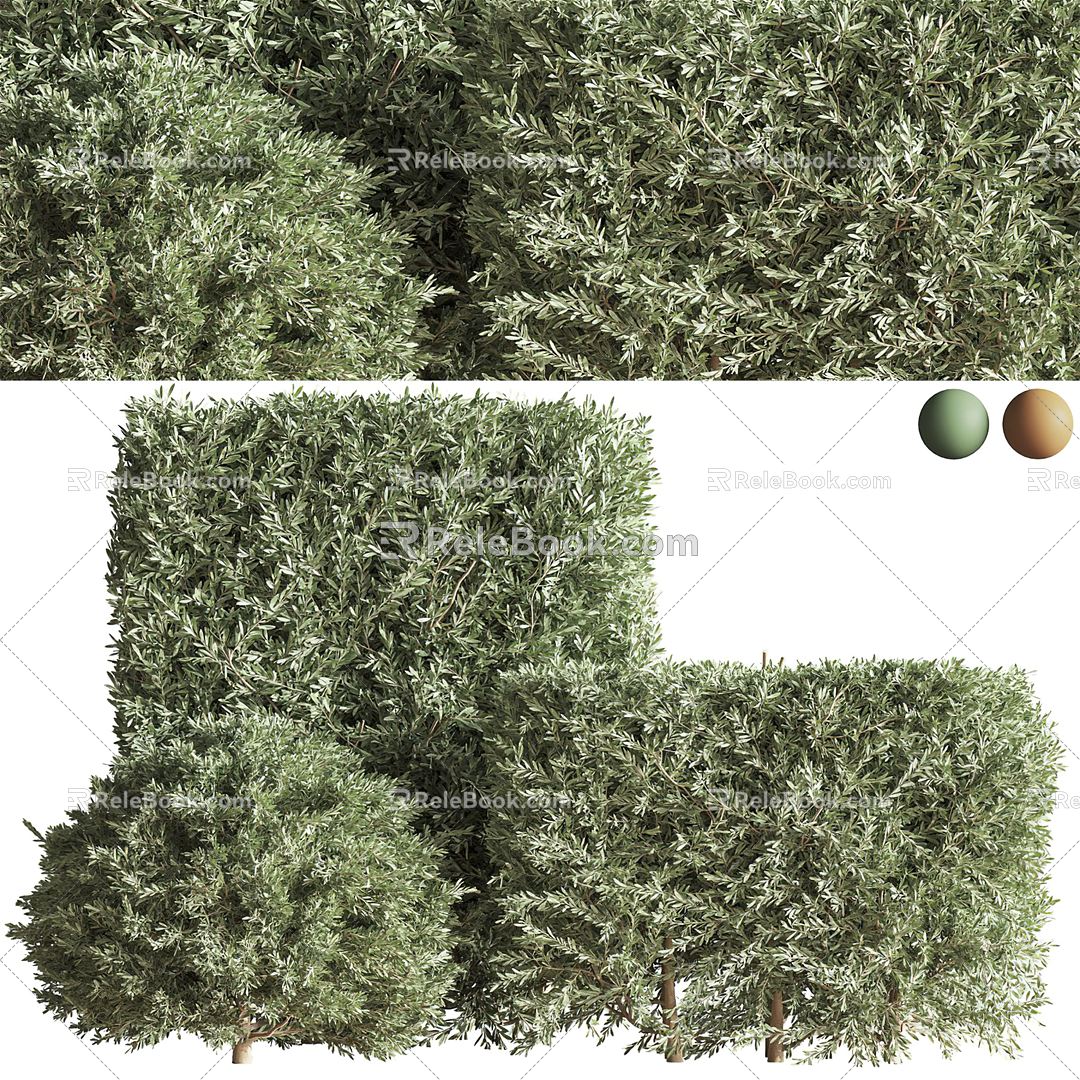 modern shrub green plant dead branch shrub 3d model