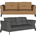 Modern Two Seater Tufted Leather Sofa in Brown and Black 3d model