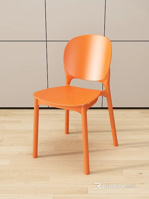 Modern Orange Minimalist Dining Chair With Sleek Design And Comfortable Seat 3d model 