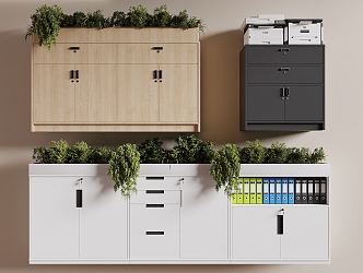 Modern File Cabinet Office File Cabinet Green Plant Flower Box File Cabinet Office Supplies Printer File Cabinet 3d model