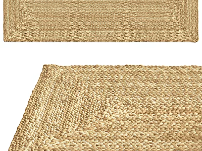 Natural Fiber Braided Area Rugs In Beige Tone 3d model