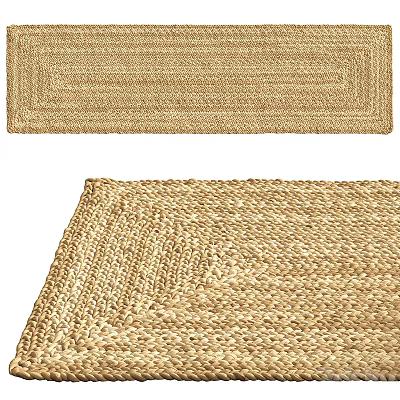 Natural Fiber Braided Area Rugs In Beige Tone 3d model