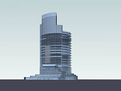 Modern Office Building Exterior Design With Glass Curtain Wall And Layered Structure 3d model