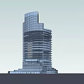 Modern Office Building Exterior Design With Glass Curtain Wall And Layered Structure