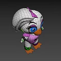 Cartoon Duck Game Character With White Head Purple Bow And Large Blue Eyes