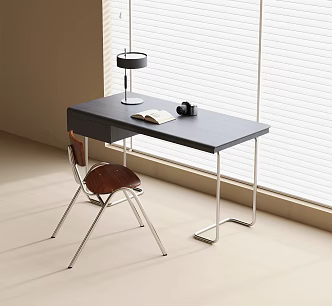 Modern Desk Chair Desk Single Chair Venetian Blinds 3d model