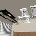 Ceiling Mounted Drying Racks With Built In Lights And Storage Rails In Modern Interior 3d model