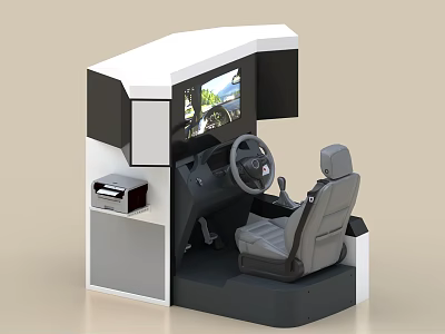 Interactive Entertainment Electronics Driving Simulator With Steering Wheel Seat And Display Screen 3d model