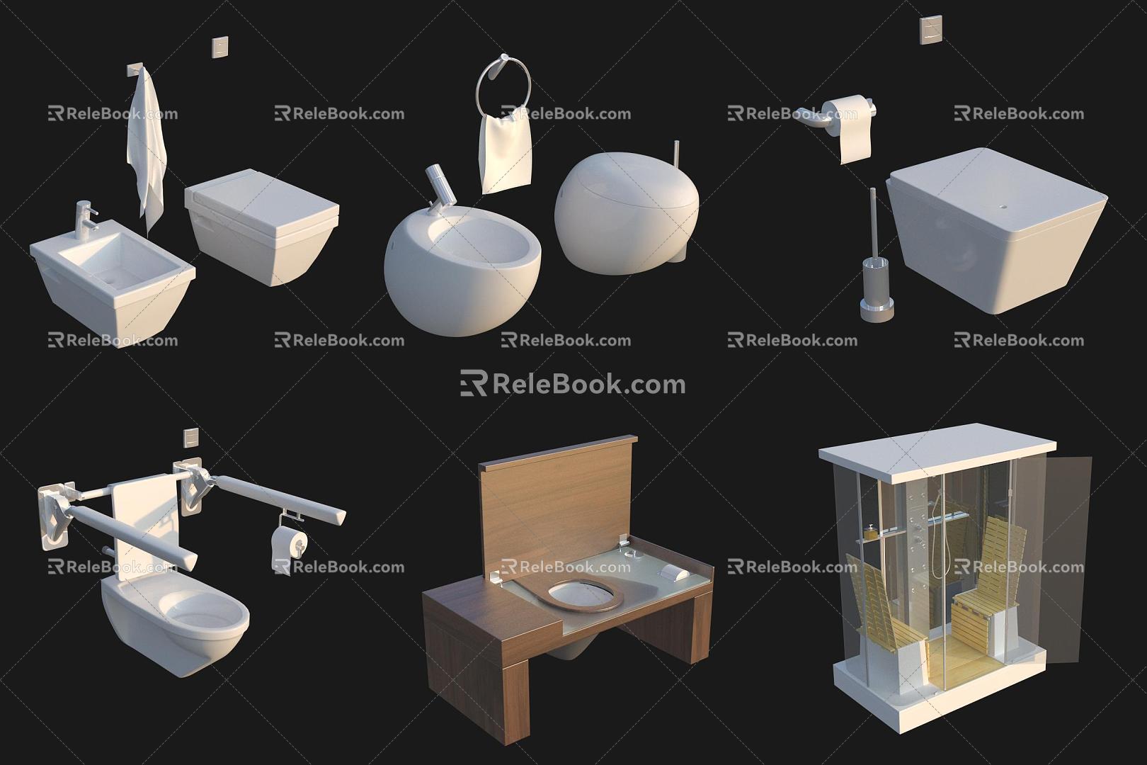 toilet furniture basin wash basin toilet 3d model