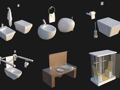Modern Bathroom Interior With Toilet Sink Towel Rack And Bathtub 3d model