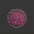Bronze Medieval Circular Shield Weapon With Intricate Patterns And Metal Rivets 3d model