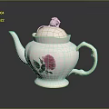 Elegant White Porcelain Teapot With Pink Rose And Gold Trim Design