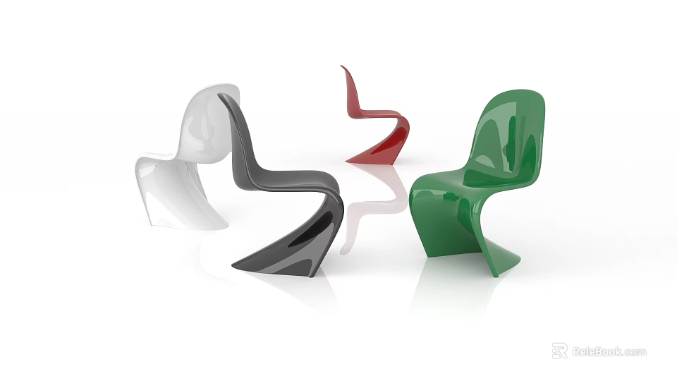 Modern Curved Single Chairs With Multiple Colors And Sleek Surface Design 3d model
