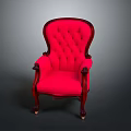 Classic Style Red Tufted Armchair With Wooden Frame And Upholstered Design Furniture