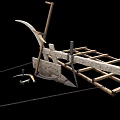 Traditional Agricultural Equipment Including Wooden Plow Sickle And Metal Tools