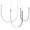 Modern Curved Metal Pendant Lights With Sleek Black And Gold Geometric Design