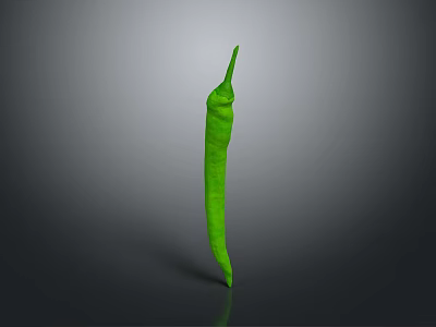 Vibrant Fresh Green Chili Pepper Standing On Gray Background Surface 3d model