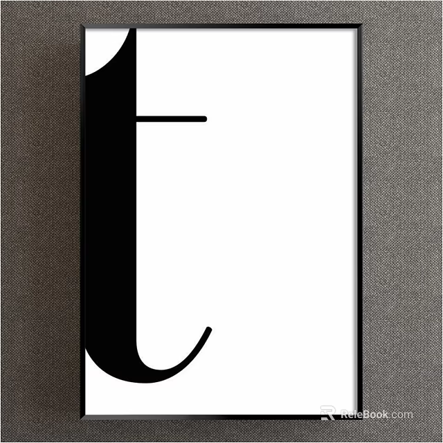 Black Letter T Design With White Background And Gray Borders For Decorative Typography Element 3d model 