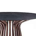 Stylish Wooden Coffee Table With Round Top And Curved Slats Base Design