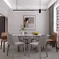 Modern Living and Dining Room Interior Design With TV Wall Sofa And Marble Coffee Table