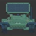 Detailed Teal Building Blocks Tank Model With Tracks And Armored Structure