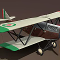 Vintage Biplane Model Featuring White Brown Body Red Wing Tips Green Circular Emblems And Propeller 3d model