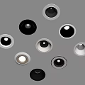 Modern Black And White Recessed Downlights With Various Styles On Gray Ceiling
