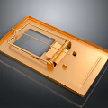 Golden Metal Equipment Featuring Rectangular Frame Hollow Design And Flat Support Base 3d model