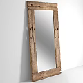 Rustic Wall Mirror With Wooden Frame And Natural Texture For Home Decor