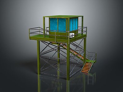 Tower defense sentry tower air defense watchtower observatory tower loft 3d model