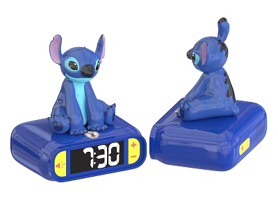 Blue Cartoon Stitch Character Alarm Clock With Time Display And Two Units 3d model