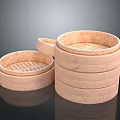 Traditional Natural Bamboo Steamers Stacked and Open for Daily Kitchen Cooking Use