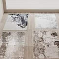 Abstract Patterned Square Rugs in Gray White Brown Tones for Modern Home Interior 3d model