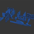 Scene Construction Components With Brown Brick Design For Modular Building Structures