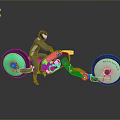 Futuristic Motorcycle With Green Glowing LED Wheels And Rider In Protective Gear
