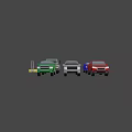Colorful Collection Of Pickup Trucks With Red Green Blue And Gray