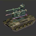 Military Tank With Camouflage Paint And Missile Launchers On Top