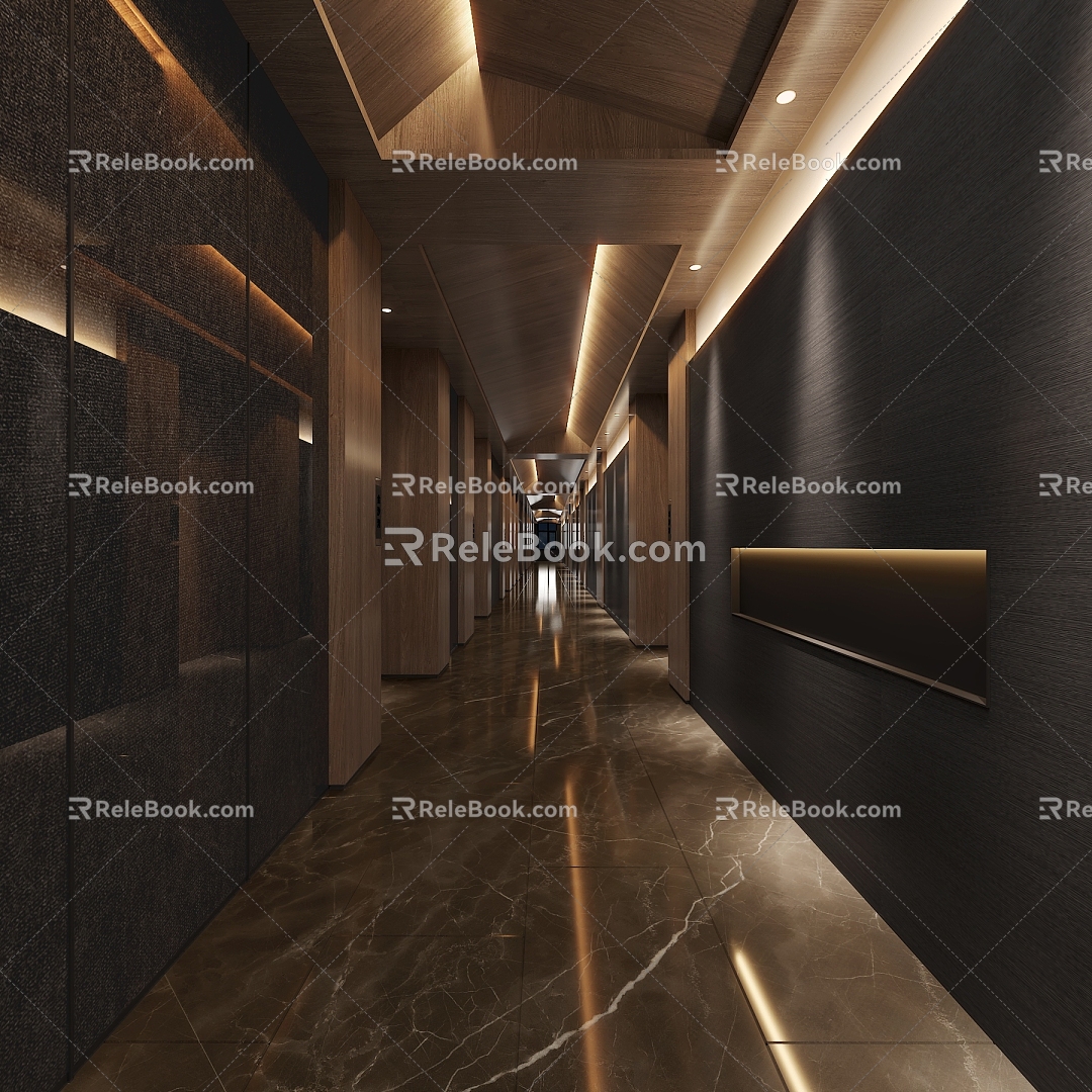 Hotel Corridor Front Desk 3d model