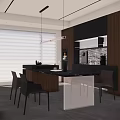 Elegant Modern Restaurant Interior With Wooden Dining Table Metallic Chairs And Pendant Lighting