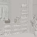 Stylish Multi Tiered Shoe Rack With Various Shoes Sunflower Bouquet And Clothes