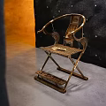Traditional Wooden Carved Foldable Leisure Chair With Decorative Design And Dark Background And Light Floor