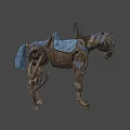 Steampunk Mechanical Horse Game Character With Blue Glowing Saddle And Metallic Parts