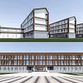 Modern School Simple Primary School 3d model