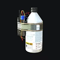 DIY Device Assembled With 12V Batteries Blue Cap Bottle Warning Label And Colored Wires