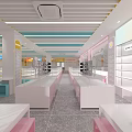 Modern Retail Store Interior With Colorful Counters Display Shelves And Bright Lighting