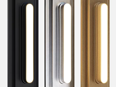 Sleek Modern Illuminated Door Handles in Black Silver and Gold Finishes with Contemporary Design 3d model
