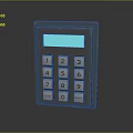 Gray Digital Keypad Device With Green Display And White Number Buttons 3d model