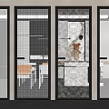 Modern Interior Doors With Various Glass Patterns And Black Frames For Home Decor 3d model